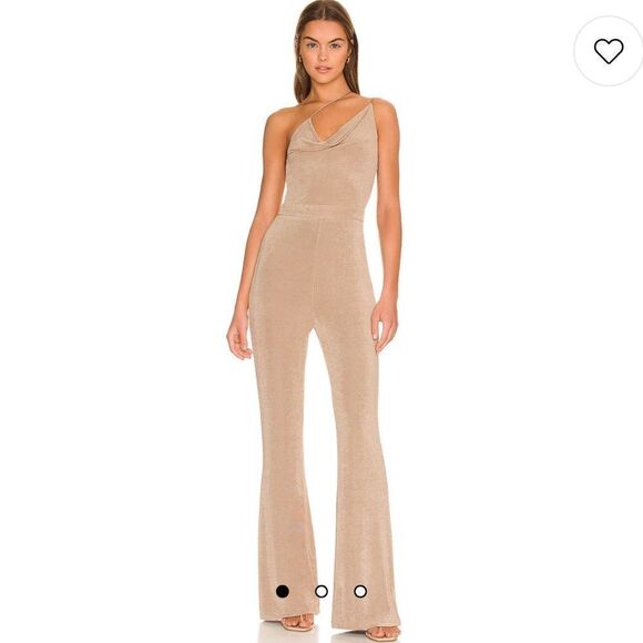 Misha Women's Brown Metallic Cowl Neck Jumpsuit Size 2 (stretchy) NWT - Picture 1 of 9
